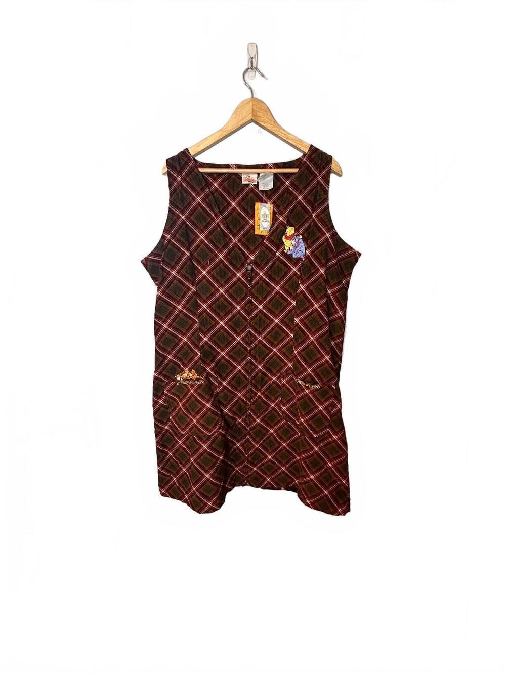 Disney Store Winnie the Pooh Eeyore Tigger Plaid Corduroy Jumper Dress XXL NWT